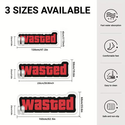 Modern Bold Red "WASTED" Letter Rug