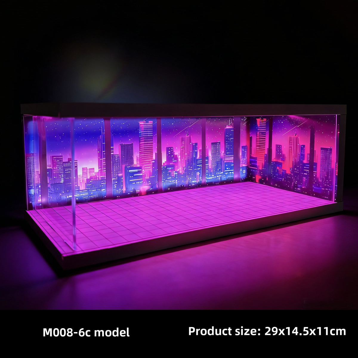 Miniature Cyberpunk Scene Model with Neon Lights