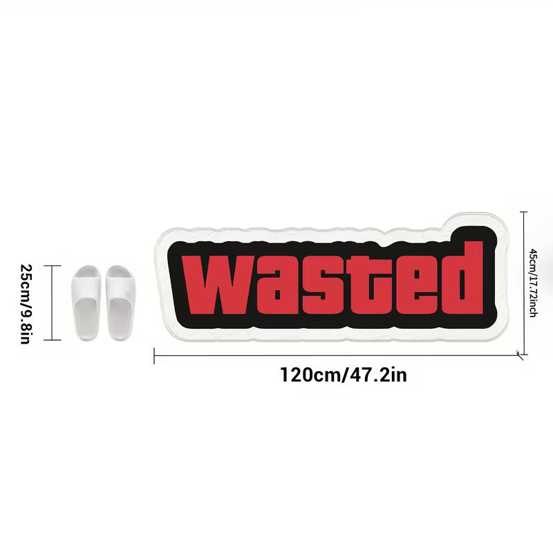 Modern Bold Red "WASTED" Letter Rug