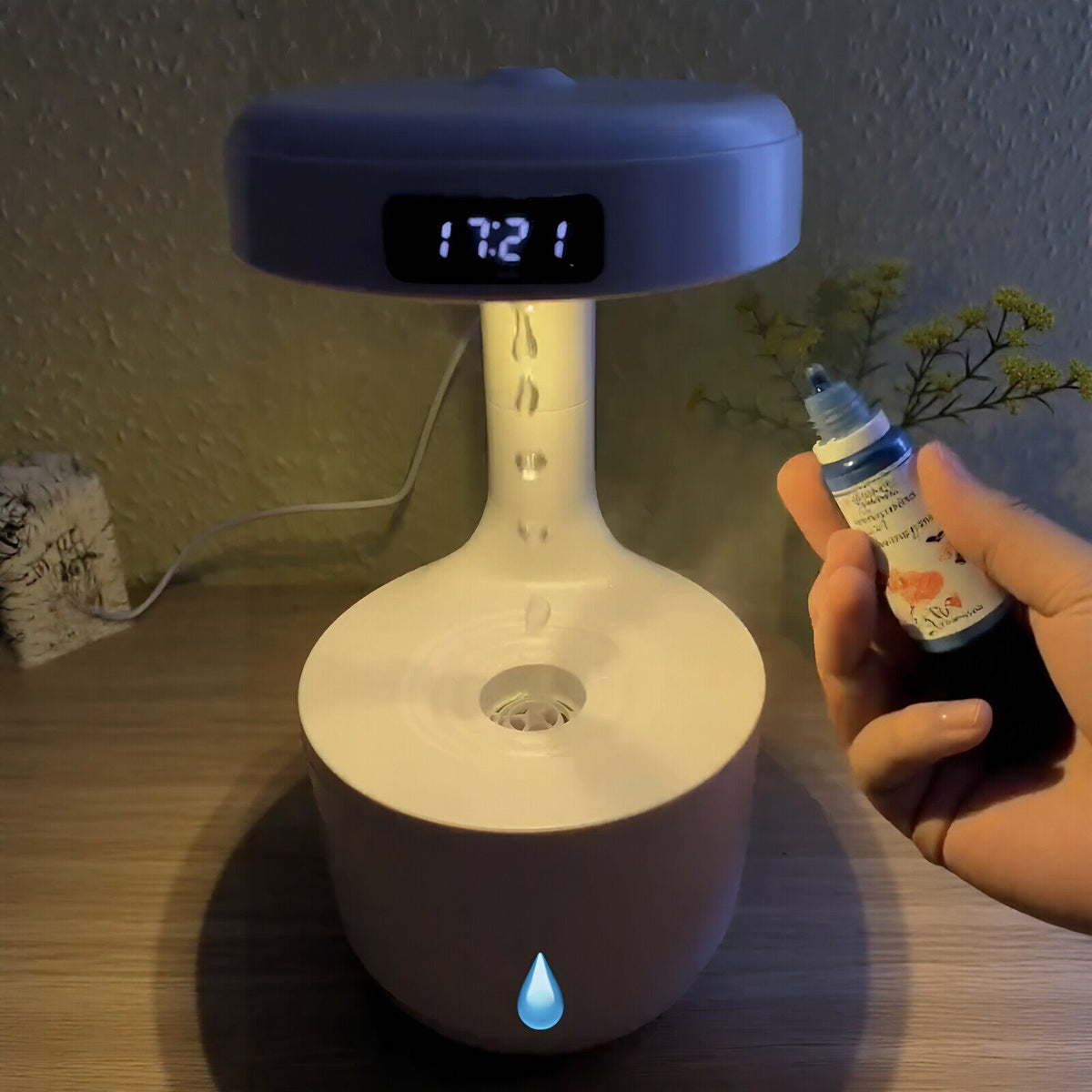 Anti-Gravity Water Droplet Humidifier with LED Mood Light