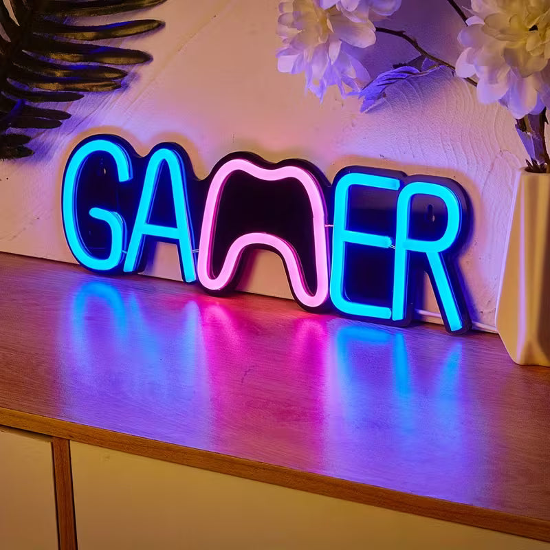 Premium Gamer LED Neon Sign - Pink & Blue Duo