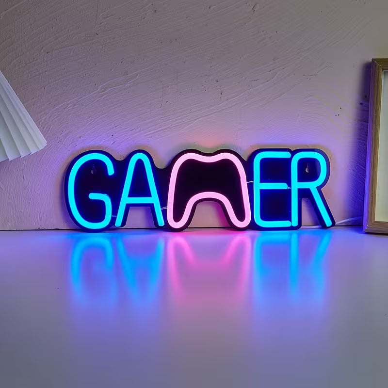 Premium Gamer LED Neon Sign - Pink & Blue Duo